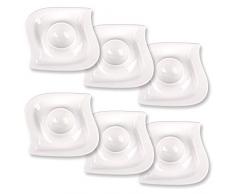 Schramm® 6 Stück Eierbecher geschwungen Porzellan weiss Eierhalter mit Ablage Eierständer 6er Pack