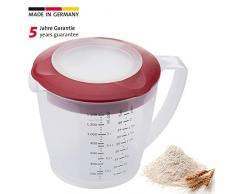 Westmark Rührbecher/Messkanne mit Spritzschutz, Deckel und Ausgießer, Kunststoff, Füllvolumen: 1,4 Liter, Helena, Transparent/Rot, 3105227R