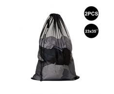 DoGeek Wäschenetz Für Waschmaschine Wäschesack Wäschebeutel für Oberbekleidung, Dessous, Socken, Strumpfhosen, Strümpfe und Baby Kleidung (Größe: 60 x 90 cm für 5 kg Wäsche 2 Stück, Schwarz)