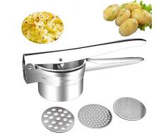 Kartoffelstampfer Edelstahl Kartoffel Stampfer,Kartoffelpresse für cremiges Kartoffelpüree, Kartoffelbrei, Gemüse und Früchte