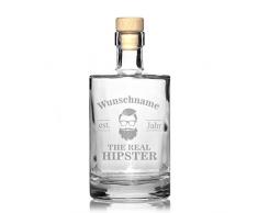 Edle Whiskeykaraffe mit Gravur Hipster Whisky-Flasche graviert