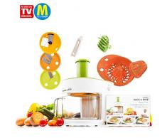 Mediashop Livington Slice & Dice Set – elektrischer Allesschneider – 6-in-1 Gemüseschneider mit Zitruspresse – Multischneider mit Edelstahlmessern