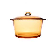 Runder Eintopf aus Borosilikatglas, 1,5 l - Ø 14,8 cm Auflauf mit Deckel, Kokotte aus Glas-3.0L