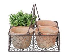 Esschert AT12 AT 4 Töpfe im Drahtkorb / Henkel