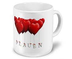 XXL Jumbo-Städtetasse Plauen - XXL Jumbotasse mit Design Herzballons - Städte-Tasse, Städte-Krug, Becher, Mug