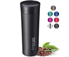 720°DGREE Premium Thermobecher “PleasureToGo” - 450ml, BPA-Frei, Auslaufsicher - Schlanker Edelstahl Kaffeebecher to go, Isolierbecher, Reisebecher Travel Mug mit Deckel - 360°-Trinköffnung - 5h heiß