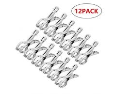 HB life 12 Stück kleine Wäscheklammern aus Edelstahl Handtuchklemmen Strandtuchklammern Handtücher Towel Clips für Tägliche Wäsche, Strandtuch, Badetuch, Bettwäsche und Dicke Kleidung(12Pcs)