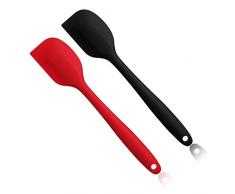 Pritogo Teigschaber-Set aus Silikon, 2-teilig, 28,5 cm mit Metallkern, BPA frei bis 220 Grad (Rot, Schwarz)