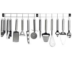 Kitchen Artist MEN110 Küchenleiste/Küchenschiene, inkl. 12 Küchenutensilien/Küchenhelfern, Edelstahl