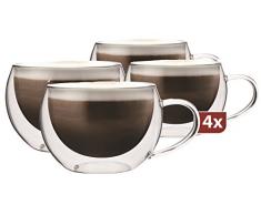 Maxxo Doppelwandige Gläser Cappuccino Set 4X 300 ml Kaffee Thermogläser mit Schwebe-Effekt beständige Kaffeegläser Trinkgläser