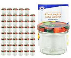 MamboCat 48er Set Sturzgläser 125 ml mit Obst Dekor Deckel to 66 inkl. Diamant Gelierzauber Rezeptheft Marmeladengläser Einmachgläser Einweckgläser