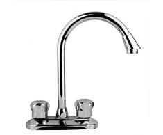 Tadaye Wasserfall Bad Wasserhahn Verchromt Bleifrei Messing Wasserhahn Hebel Wasserhahn Mixercopper Körper Hochgebogene Nudeltöpfe Doppel Küche Doppelgriff Doppelloch Drei Heiß Und Kalt