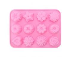 inhzoy Silikonform Blumen Herz Silikon Förmchen Backen Kuchen Seife Schokolade Form DIY Werkzeug wiederverwendbar Rosa One Size