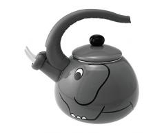 Supreme Housewares Emaille Whistling Teekanne Tee-Kessel Teakettle Stovetop, 2,0 Liter - Gourmet Artgrey Elefant-Entwurf