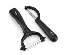 Alipower Schäler Set mit Edelstahl Easy-Grip Handheld Multifunktionale Viggie mit drehbarer Klinge für Kartoffeln, Karotten, Apfel, Zitrus – 2 Stück