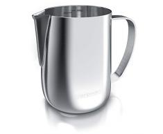 Arendo - Milchkännchen Edelstahl 600ml - Aufschäumer Kännchen – Milchkanne – Milk Pitcher - rostfreier Edelstahl – zum Milch Aufschäumen – spülmaschinenfest - Messskala - für Barista Cappuccino Latte