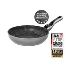 STONELINE® Flex Made in Germany Schmorpfanne 28 cm, mit abnehmbarem Griff, auch für öl- und fettfreies Braten, Kratzfeste Antihaftbeschichtung mit echten Steinpartikeln, Induktionspfanne