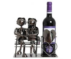 BRUBAKER Flaschenhalter Liebespaar auf Bank Metall Skulptur Geschenk mit Geschenkkarte