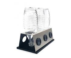 3er Abtropfhalter aus Edelstahl für z.B. Sodastream Crystal/Source/Easy/Cool Flaschen Flaschenhalter wählbar mit/ohne Abtropfmatte Abtropfschale