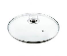 Kerafactum Topfdeckel Deckel aus Glas spülmaschinenfest hitzebeständiger Universaldeckel für Topf und Pfanne gehärtetes Qualitätsglas Glasdeckel Dampfloch hochwertiger Griff aus Edelstahl (32 cm)