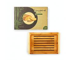 bambuswald© ökoligsches Brotschneidebrett mit Krümmeltasche aus 100% Bambus - Schneidebrette Brotbrett Auffangschale Krümelrille Krümelrost Krümelgitter Holzbrett