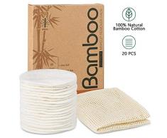 SPACES® Waschbare Abschminkpads| 20 Stück Wiederverwendbare Wattepads aus Bambus und Baumwolle | Umweltfreundlich |Weich & Schonend Abschminktücher | INKL. Wäschenetz |Perfekt für Gesichtsreinigung
