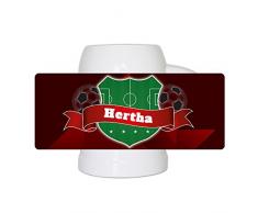 Fußball-Bierkrug mit Namen Hertha und schönem Fußball-Wappen - Fan-Bierkrug personalisiert - Deutschland-Krug - Bierhumpen