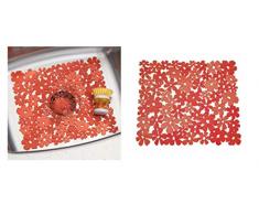 iDesign Blumz Spülbeckeneinlage, reguläre Spülbeckenmatte aus PVC Kunststoff, rot