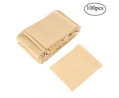 FOONEE 100 Teefiltertüten Ungebleicht Einweg-Teebeutel mit Kordelzug aus Papier Teebeutel für losen Tee Brown S 2x2.4 Inches