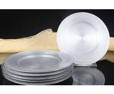 6x Kuchenteller Kuchen Teller Dessertteller Glas silber Servierplatte ca.Ø=21 cm