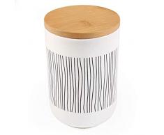 77L Vorratsdose, 580 ML (19.59 FL OZ), Keramik Vorratsdose mit Luftdichtem Verschluss Bambusdeckel Modernes Design Weißer Vorratsbehälter aus Keramik zum Servieren von Tee, Kaffee, Gewürz und mehr