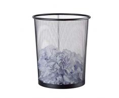 Relaxdays Papierkorb Metall, großer Papiereimer fürs Büro, Mülleimer Mesh 20 Liter, Draht, 30 cm Ø, 35 cm hoch, schwarz