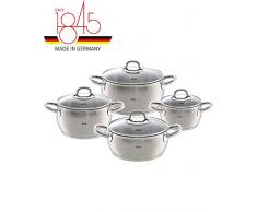 Fissler valea / Edelstahl-Topfset, 4-teilig, Kochtopf-Set, Töpfe mit Glas-Deckel, Induktion, alle Herdarten (3 Kochtöpfe, 1 Bratentopf)