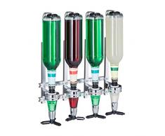 Relaxdays Flaschenhalter Wand, HxBxT: 36 x 35,5 x 11 cm, für 4 Flaschen Schnaps, Limonade, Getränkespender, silber