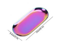 FTVOGUE Nordischen Stil Edelstahl Ablageschale Handtuch Kosmetik Schmuck Obst Kuchenplatte für Office Home Schreibtische(S-Rot)