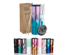 HomeyMosaic Thermobecher Kaffee 500 ml, Kaffeebecher mit Deckel Edelstahl für unterwegs, Thermo Auslaufsicher Becher Coffee to go für Kaffee oder Tee(Pink/Blau)