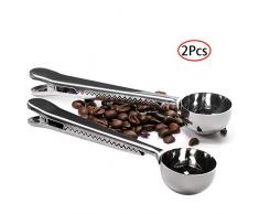 2 Stück Edelstahl Messlöffel Klammer,Multifunktions Löffel Clip Messlöffel Beutelverschlußclip Kaffeebeutel Kaffee Dosierer,für Kaffee,Tee Milchpulver,Haferflocken,Küche, Büro, Schule,Silber