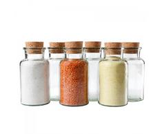 MamboCat 6er Set Gewürzgläser | Füllmenge 300 ml | Wiederverwendbare Glasdose + Korkverschluss | Hochwertiges Rundes Glas | Aufbewahrung von Tee Kräutern Gewürzen