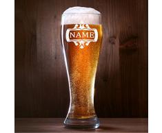 Weizenbierglas 0,5l mit Gravur personalisierte Weizenglas Geschenk-Idee - Motiv Rahmen verziert
