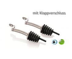 Kerafactum Ausgießer mit Klappe Schnapsausgießer Dosierer Flaschenausgießer Schnapsgießer Doppelpack für Olivenöl Spirituosen Essig Sirup