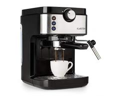 Klarstein BellaVita Espresso - 1575 W starke Espressomaschine, 20 Bar, Wassertank: 900 ml, Dampfdüse aus Edelstahl zum Aufschäumen, inkl. Tassenwärmer, spülmaschinenfeste Tropfschale, silber