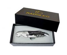 RADOLEO® Kellnermesser Ebony - Premium Korkenzieher | Profi Sommeliermesser (Weinöffner) hochwertige Edelstahl & Holz-Materialien | edle Geschenk-Verpackung…