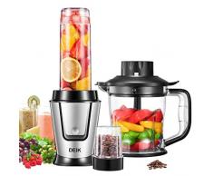 DEIK Multifunktion Mixer, 3 in1 Standmixer set, Smoothie Maker + Fleisch Zerkleinerer/Ice Crusher + Kaffeemühle (500 Watt, 24000U/Min) mit 570ml Sport-Flasche BPA frei