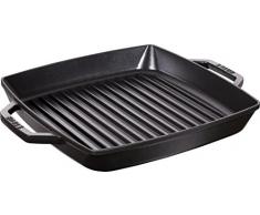 Staub 40511-683-0 Grillpfanne, rechteckige mit zwei Griffen, 28 cm, Gusseisen, schwarz