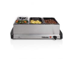 Tristar Edelstahl Buffetwärmer - mit einstellbarem Thermostat, 3 x 1,5L Buffetbehälter, als Heizplatte verwendbar (200 Watt), BP-2979