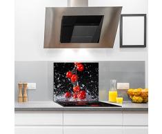 DAMU |Ceranfeldabdeckung 2 Teilig 2x30x52 cm Herdabdeckplatten Küche Elektroherd Induktion Herdschutz Spritzschutz Glasplatte Schneidebrett Rot Tomate