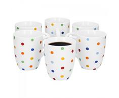 Van Well Steingut 6er Geschirr-Set Serie Capri | weiß mit Dekor | Artikel wählbar, Service Serie Capri:Kaffeebecher 275ml