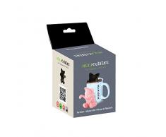 HelpCuisine® 2er Set teesiebe teeei teefilter teekugel, teesieb in katzenform, Modernes Design aus hochwertigem Silikon 100% BPA frei, (Rosa&Grau/Schwarz) in der Originalen HelpCuisine-Verpackung