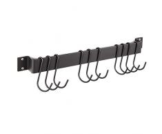 Wish Topfregal, 43,2 cm, Wandmontage, Küchenschienen-Organizer, Utensilien, Kleiderbügel mit 10 abnehmbaren Haken, Schwarz