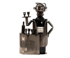 Unbekannt Moderner Wein Flaschenhalter Flaschenständer Barkeeper aus Metall in Silber Höhe 32,5 cm Breite 20 cm